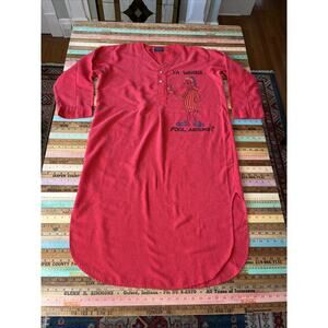 Vintage Pleetway Mens Pajama Gown Size S “Ya Wanna Fool Around” Joke Oversized